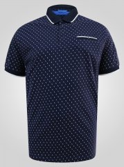 D555 Reid AOP Polo With Jacquard Collar, Pocket And Cuffs Bleu marine