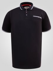 D555 Potts Jersey Polo With Jacquard Collar & Cuffs Noir
