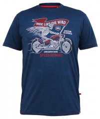 D555 BRADFORD Skeleton Biker Printed T-Shirt Navy