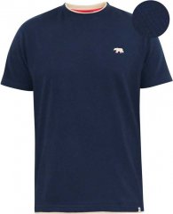 D555 SANDFORD Double Layer On Neck Ribs And Hem Waffle Textured T-Shirt Navy