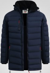D555 Workington Veste Matelassée À Capuche Avec Doublure Sherpa Bleu Marine