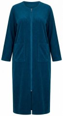 Ulla Popken 749967 Peignoir en éponge à fermeture éclair Pétrole