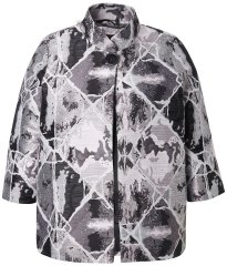 Ulla Popken 816673 Blazer oversize en jacquard manches 3/4 Noir