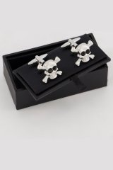 JP1880 816868 Boutons de manchette avec tête de mort Gris argenté
