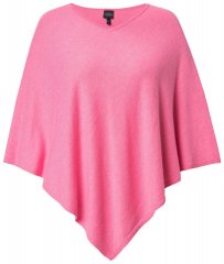 Ulla Popken 820512 Poncho en maille de laine mélangée col V Rose clair