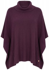 Ulla Popken 820620 Pull poncho à col roulé Prune