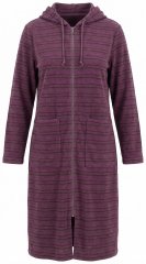 Ulla Popken 821543 Peignoir en éponge rayé à fermeture éclair Marron