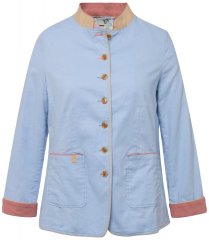 Ulla Popken 823538 Blazer en lin mélangé à col montant Bleu clair