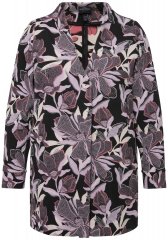 Ulla Popken 823967 Blazer fleuri en jacquard manches 3/4 Noir