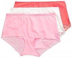 Ulla Popken 827465 Shorties en dentelle lot de 3 Rose