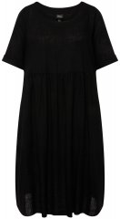 Ulla Popken 829837 Robe en lin mélangé à manches courtes Noir