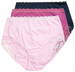 Ulla Popken 831866 Culottes taille haute en dentelle lot de 3 Bleu marine
