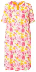 Ulla Popken 836739 Robe en lin mélangé fleurie Blanc