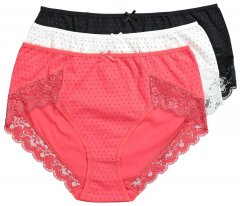 Ulla Popken 837080 Culottes taille haute en dentelle lot de 3 Rose
