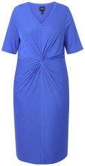 Ulla Popken 838765 Robe en jersey à manches courtes et col V Bleu gris