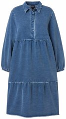 Ulla Popken 840972 Robe sweat à volants Indigo
