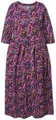 Ulla Popken 841219 Robe longue fleurie Violet foncé