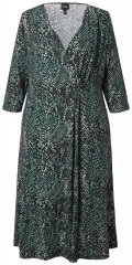 Ulla Popken 841839 Robe en jersey à imprimé animal et manches 3/4 Vert foncé