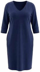Ulla Popken 841952 Robe sweat à col V Bleu marine
