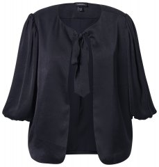 Ulla Popken 842712 Blazer court à nouer à manches volantées Noir