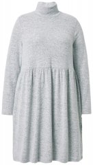Ulla Popken 844233 Robe en maille à manches longues et col roulé Gris chiné