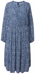 Ulla Popken 844594 Robe mi-longue fleurie Bleu marine