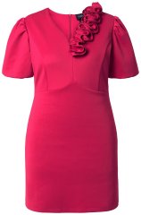 Ulla Popken 845148 Robe moulante fleurie Magenta