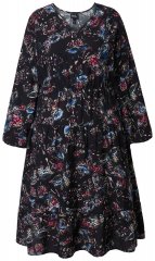 Ulla Popken 845287 Robe mi-longue imprimée Noir
