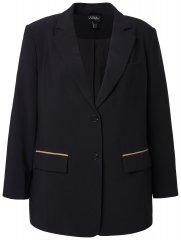 Ulla Popken 845336 Blazer stretch oversize à deux boutons Noir