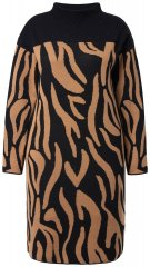 Ulla Popken 845378 Robe en maille à imprimé animal Beige