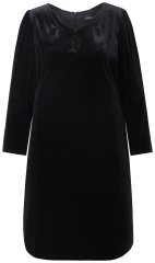 Ulla Popken 845573 Robe en velours à manches longues Noir