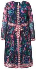 Ulla Popken 845649 Robe en mousseline fleurie Bleu marine