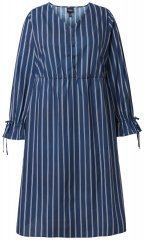 Ulla Popken 845863 Robe rayée à col V Bleu marine