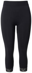 Ulla Popken 846491 Legging collant 3/4 en dentelle Noir