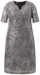 Ulla Popken 848137 Robe à sequins à imprimé animal Beige
