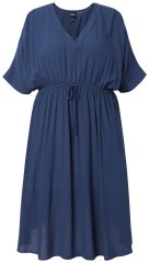 Ulla Popken 848224 Robe mi-longue à cordon Bleu marine
