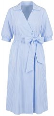 Ulla Popken 848467 Robe portefeuille rayée à poches Bleu clair