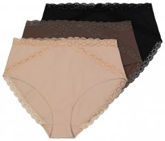 Ulla Popken 848803 Culottes en dentelle lot de 3 Noir