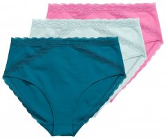 Ulla Popken 848803 Culottes en dentelle lot de 3 Pétrole