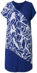 Ulla Popken 849033 Robe en mousseline à manches courtes et col V Bleu marine