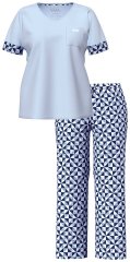 Ulla Popken 849850 Pyjama à carreaux Bleu clair