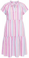 Ulla Popken 849969 Robe mi-longue rayée à volants Rose