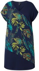 Ulla Popken 850393 Robe en mousseline imprimée Bleu marine