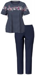 Ulla Popken 850403 Pyjama à fleurs Bleu marine