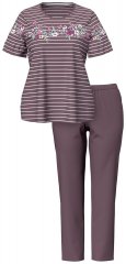 Ulla Popken 850403 Pyjama à fleurs Marron