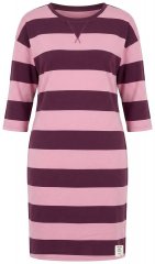 Ulla Popken 850958 Robe sweat rayée à manches 3/4 Bordeaux