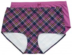 Ulla Popken 851071 Culottes à carreaux en coton bio lot de 2 Violet