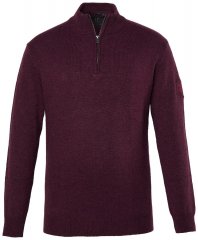 JP1880 851428 Pull tricoté col zippé Prune TALL