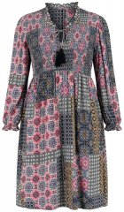 Ulla Popken 851546 Robe mi-longue imprimée Jaune moutarde