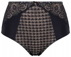 Ulla Popken 851700 Culottes à carreaux taille haute en dentelle Noir